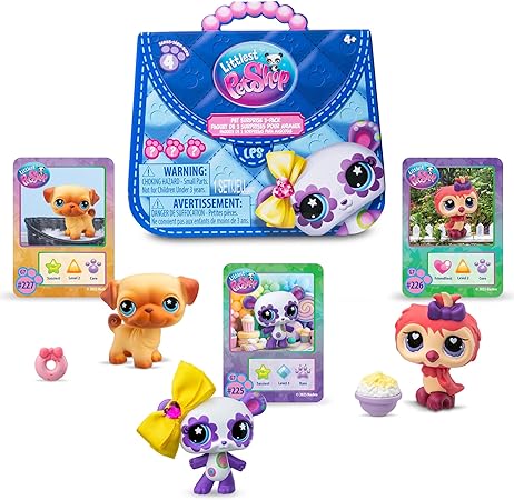 Littlest Pet Shop - Pet Surprise Three Pack - Series 4 - Gen 7 Authentic LPS Bobble Head Toy Figure, Collectible Toy Animal, Ages 4+