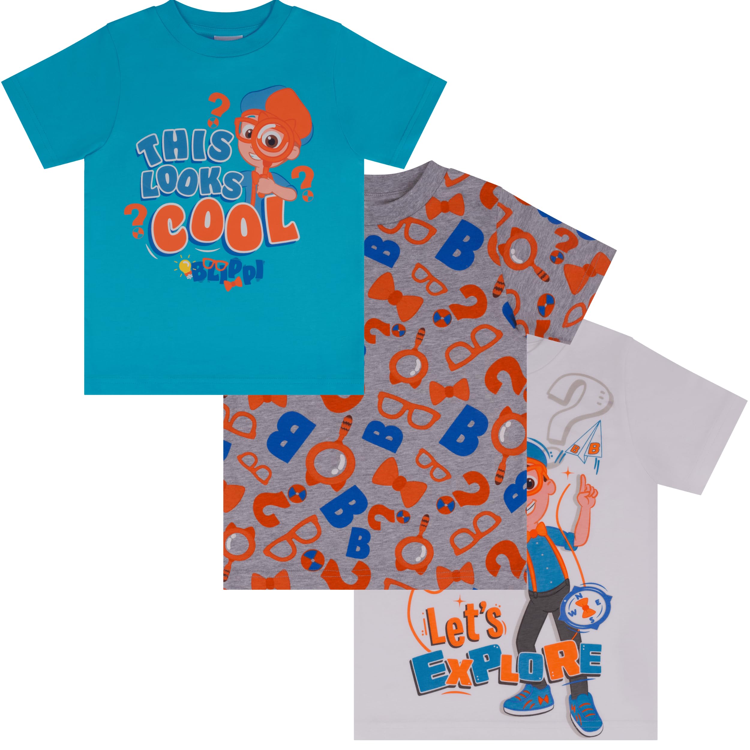 Blippi, 3 Pack T-Shirts for Boys, 100% Cotton, Multicolor, 12-18 Months: 86cm