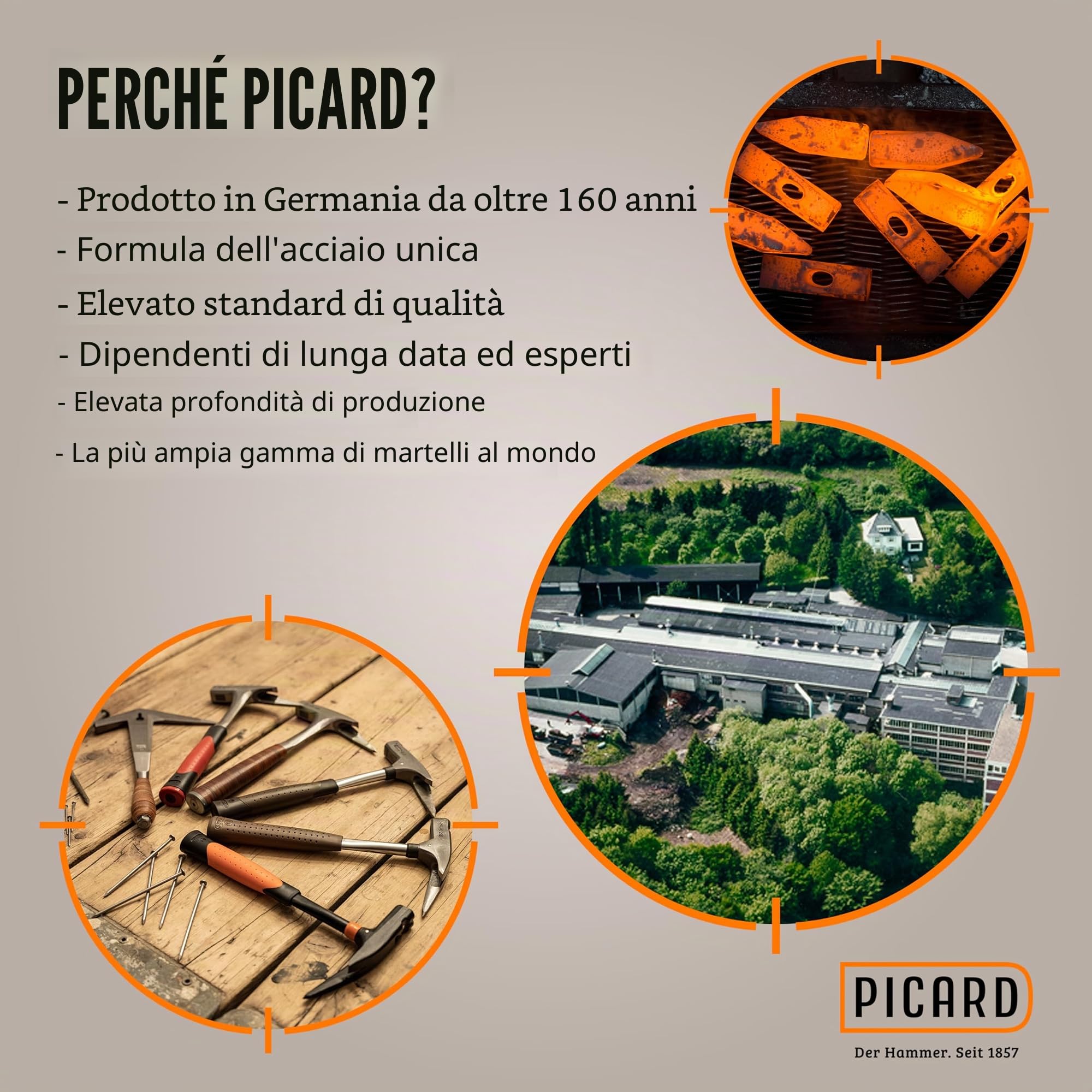 PICARD Martello da carpentiere AluTec® n. 1098 zigrinato | Martello carpentiere ibrido in alluminio e acciaio | Hammer professionale con magnete per chiodi e impugnatura ergonomica