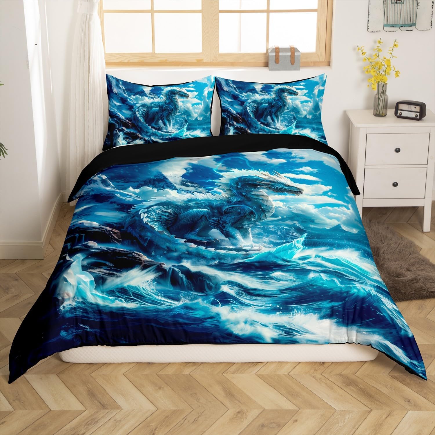 Feelyou Flame Duvet Cover Set Kawaii Decor Bedding Set for Kids Boys Women Purple Flame Comforter Cover Set Chic Quilt Cover with 2 Pillowcases 3Pcs Bedding Full