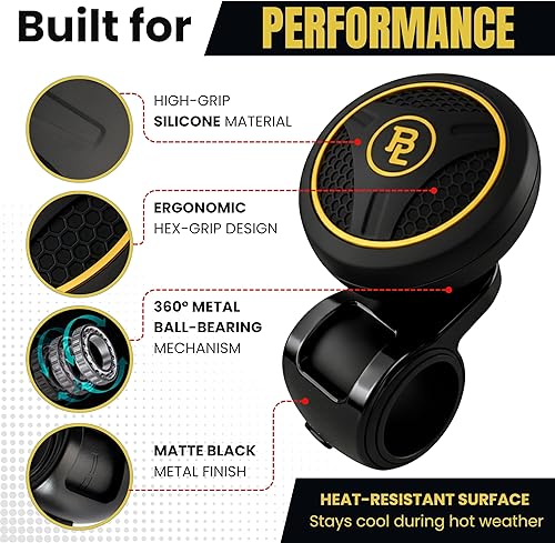 Miniatura 35 de Perilla para volante de auto de silicio color negro BL Silicon Power Handle, accesorio para auto, vehículo rojo