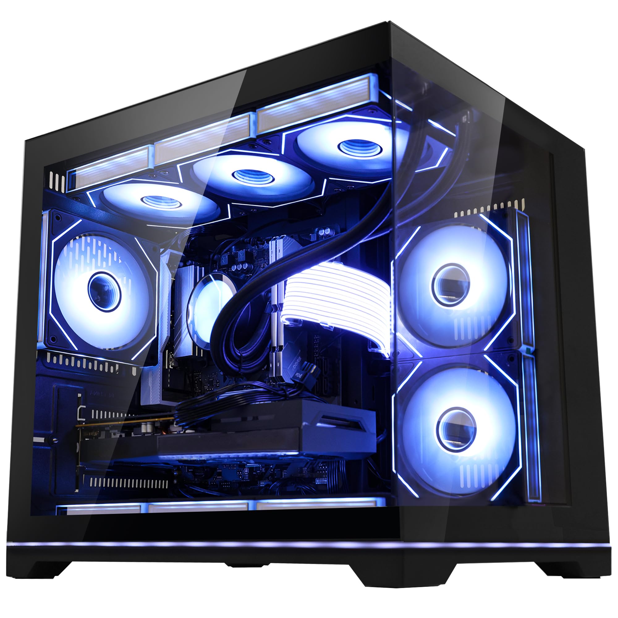 Ocean Park Gaming PC Desktop- AMD Ryzen 7 9800X3D 8-Core 4.7GHz- RX 9070 XT 16GB- 32GB DDR5- 1TB PCIe +1TB SATA SSD- 850W PSU- 360mm AIO & APP RGB Fan Control- WiFi & Bluetooth - Win 11 -Black - 5