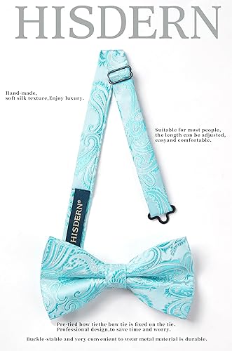 Miniatura 4 de HISDERN Pajaritas para hombre pre-atadas Paisley pajaritas de bolsillo cuadrado conjunto de pajarita para hombre fiesta de boda