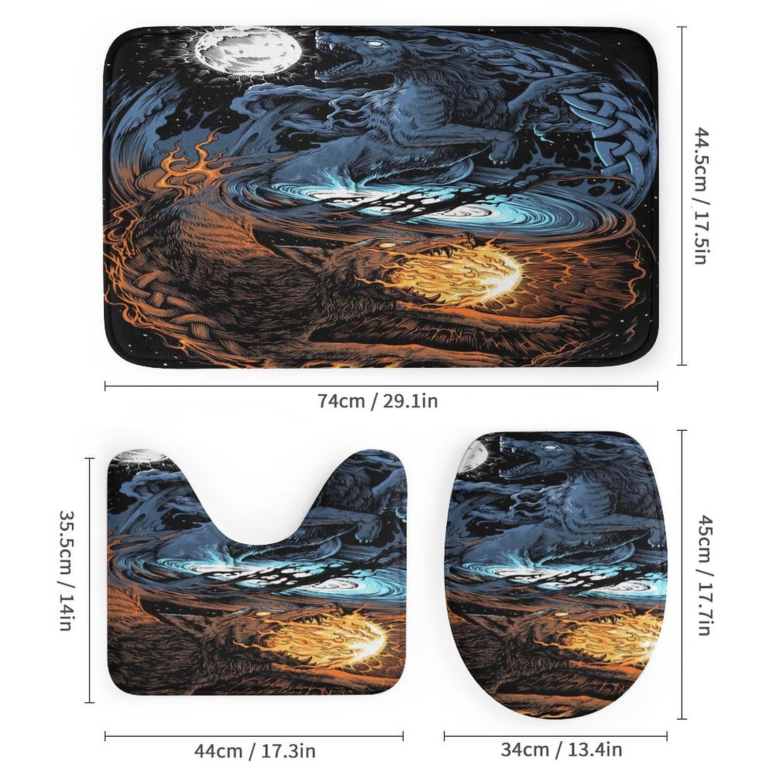 LDZDGD 4PCS Norse Viking Shower Curtain Set, Celtic Pagan Bathroom Art Decor, Waterproof Shower Curtain, Non-Slip Rugs, Toilet Lid Cover and Bath Mat (Color : Valkyrie, Size : 183 x 183CM)