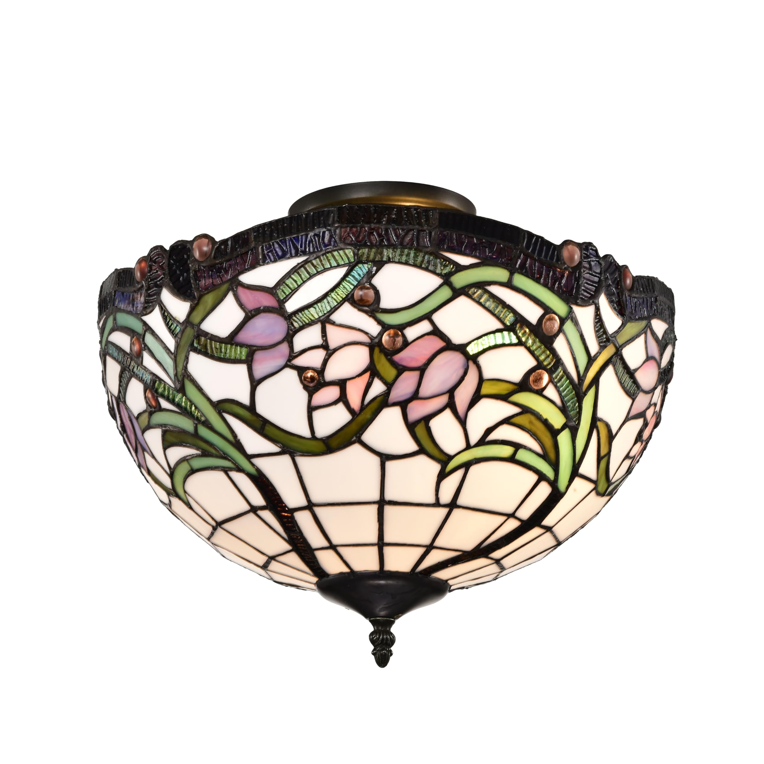 Belofay Wild Vine Tiffany Style Wild Vine Jewel Pendant Ceiling Light Shade, Tiffany Ceiling Light Stained Glass Handmade Uplighter Shade Ceiling Lights For Living Room Bedroom | 16X11 Inches (Wxh)