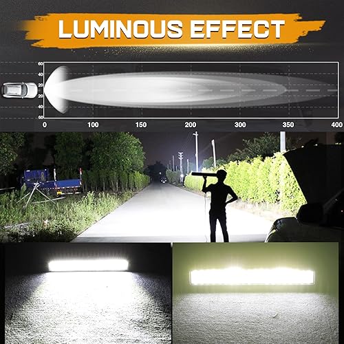 Miniatura 2 de DJI4X4 Reflector de barra de luces LED cree, de 12 pulgadas, 72 watts. Luz antiniebla de LED, para vehículos todoterreno, con panel negro, para