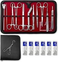 SurgicalOnline 18-Piece Student Dissection Kit - Stainless Steel Surgical Tools with Blades & Zipper Case for Anatomy Biology