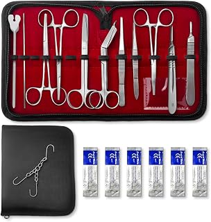 SurgicalOnline 18-Piece Student Dissection Kit - Stainless Steel Surgical Tools with Blades & Zipper Case for Anatomy Biology