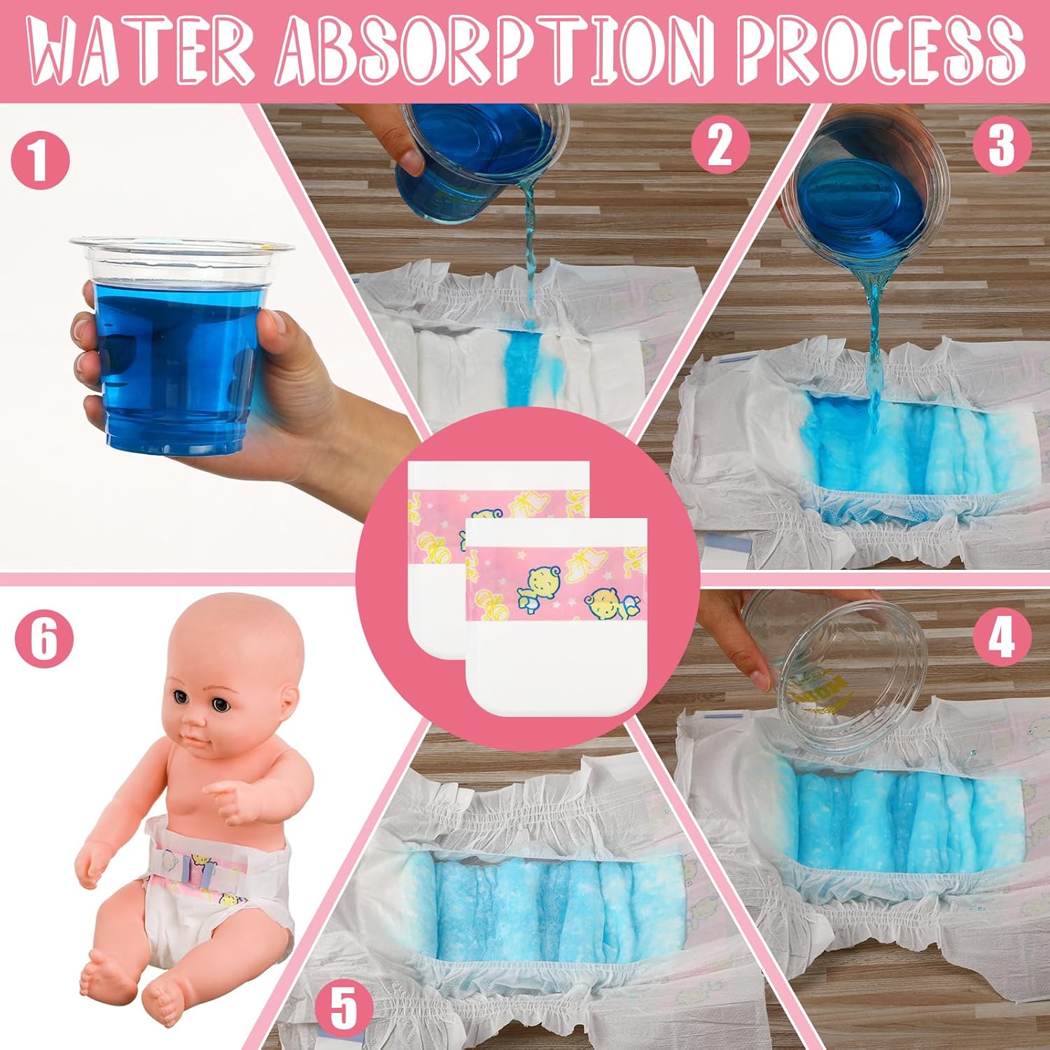 Libima 80 Pack Baby Doll Diapers Paper Reborn Doll Diapers Refill for 18-24 Inch Newborn Dolls Accessories Underwear Underpants, Ages 12 and Above, Dolls are Not Included image 5 of 7 B0C6JTRQZ1