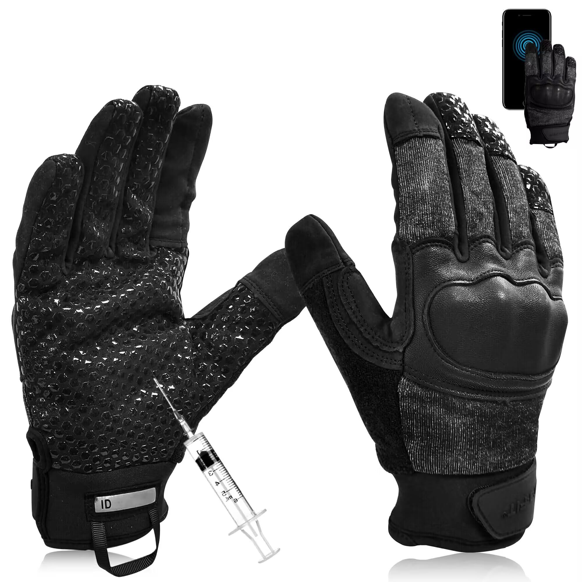 Gants tactiles résistants aux coupures - Protection tactique puissante contre les coupures - Écran tactile ANSI A9, EN388, ASTM F2878-10 - Niveau 5 - Police - Gants militaires