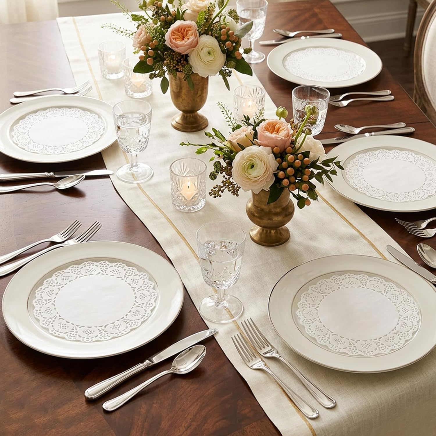 3 Size Paper Doilies Assorted Sizes Lace Doilies Paper Round Disposable Placemats White-Doilies for Tables Dessert Trays Birthday Cakes Tableware Decorations (150 Pcs, 4.5 inch 5.5 inch & 6.5 in)