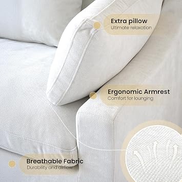 Cloud Couch Modular Sectional Sofa, 156 U Shaped Couch, Oversized Down Filled Convertible Wide Seater with 2 Ottomans for Living Room Set, Covers Washable&Replaceable,White