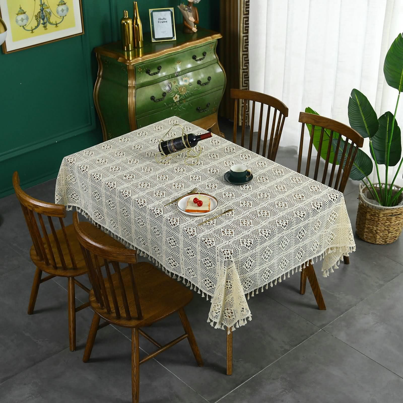 Grande Nappe Rectangulaire Anti Tache 180x310cm,Beige,Polyester