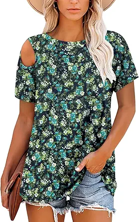 KISSMODA Summer Short Sleeve T Shirt Loose Fit Casual Dressy Women Top 2025 Trendy Ladies Fashion Blouses(S-3XL)
