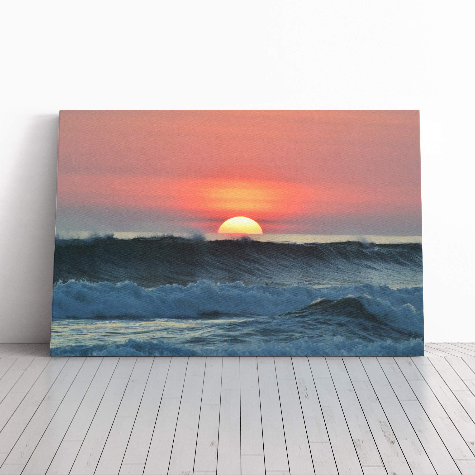 Costa Rica Sunset Seascape Canvas Print | Gallery Wrapped 30mm Frame Wall Art | 30x20 inches | Ready to Hang | Modern Seascape Picture | Living Room Bedroom Lounge Office