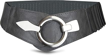 Vanessa & Melissa Waist Belt 6cm Wide Hip Belt with Silver Ring Buckle, Stretched Belt