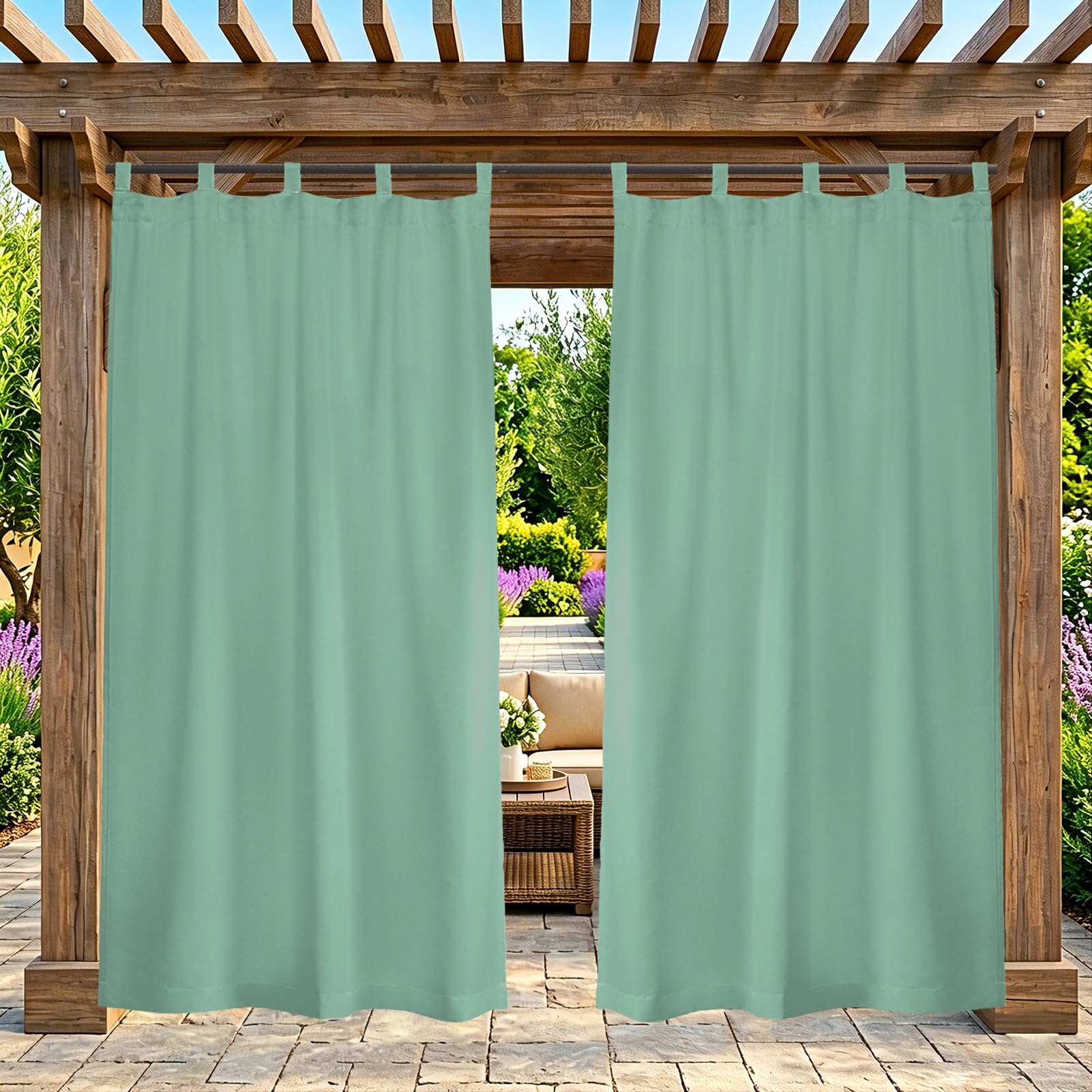 Zelvano Color# 20 Outdoor Curtains Waterproof, 1 Panel Blackout Thermal Drapes Windproof Privacy For Garden Gazebo Pergola Patio, Weatherproof Fabric - W 52" X L 84"