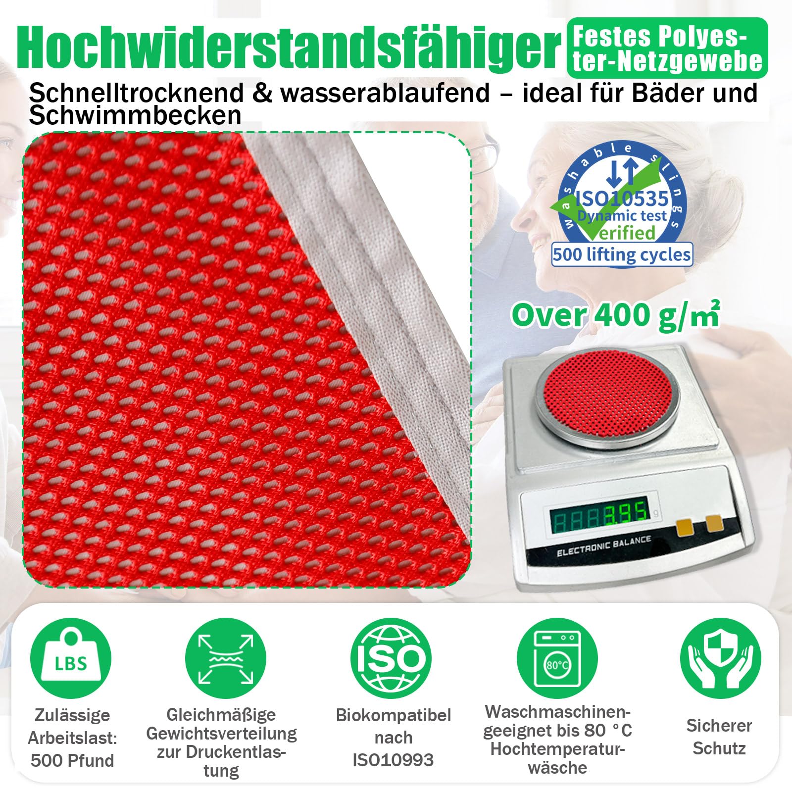 EZ Assistive Hebegurt für Toilettengang, geteiltes Bein-Design mit Kopfstütze – Patientenlifter-Hebegurt, rot mit Kopfstütze, Tragkraft 500 Pfund (ca. 230 kg) (M)