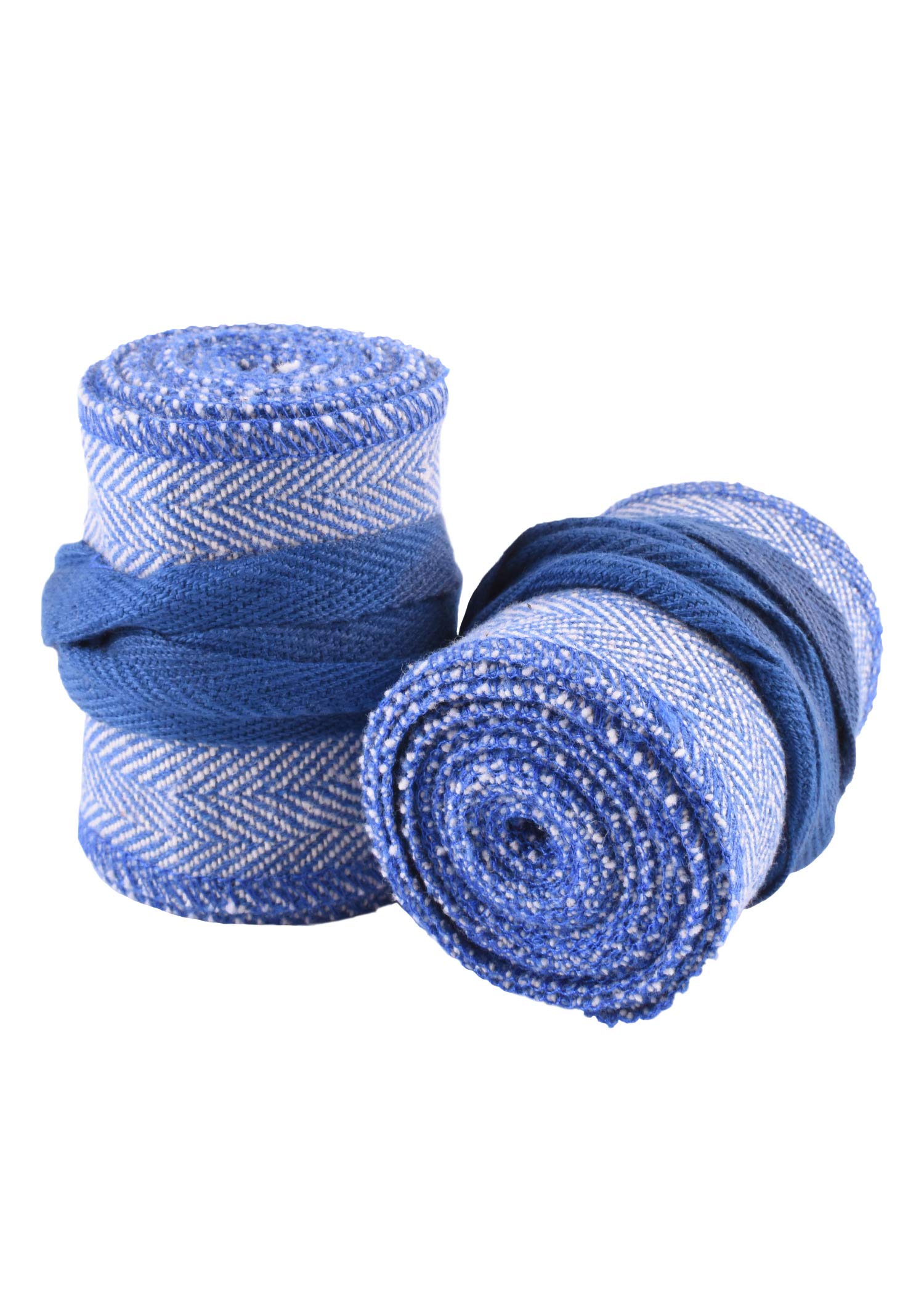 Battle-Merchant Medieval Calf Wraps for Children, Pair Herringbone Pattern for Medieval Trousers or Viking Trousers Cotton Leg Wrap Viking LARP Blue/Natural