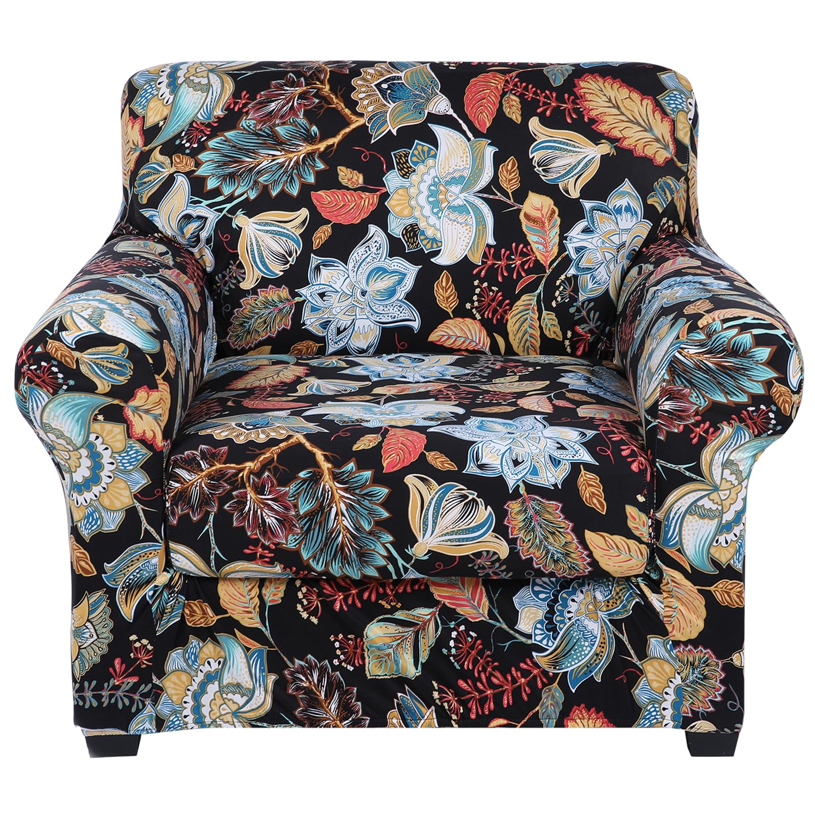 hyha Couch Covers, Chair/Sofa Covers, Floral Pattern, Stretch, Printed, 2 Pieces, Armchair Slipcover, Separate Couch Cushion Slipcover, Furniture