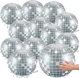 Chitidr 12 bolas de playa inflables para decoración de fiesta temática de discoteca, bola de discoteca inflable de verano, juguetes para interiores y exteriores, playa, deportes, decoración temática
