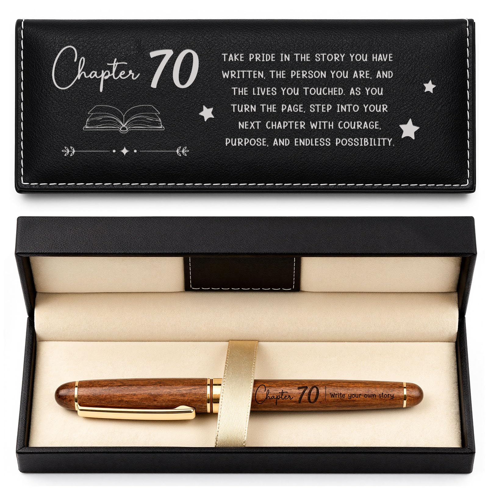 Giftota 70th Birthday Gifts for Women Men, Chapter 70 Gift for Her Him, 70th Gel Pen with Exquisite PU Pen Box, 70 Year Old Bday Decoration Gift Ideas for Best Friends Family Colleagues Mum Grandma