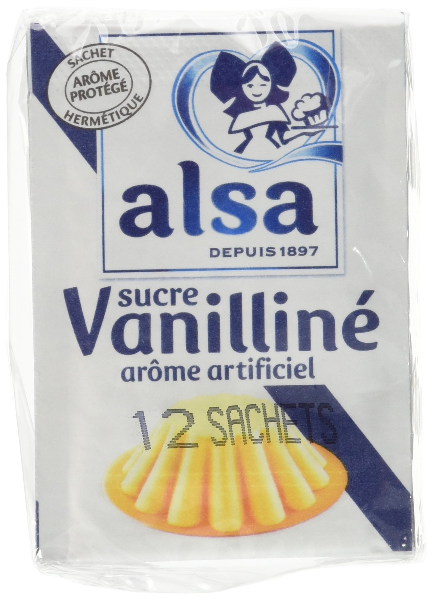 Alsa Sucre Vanilliné Arôme Artificiel Vanille 12 Sachets 90g - Lot de 4
