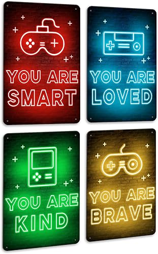 PHOPAGO 4 letreros de pared de neón para decoración de habitación de jugadores, con cita inspiradora, 12 x 8 pulgadas, para dormitorio, baño,