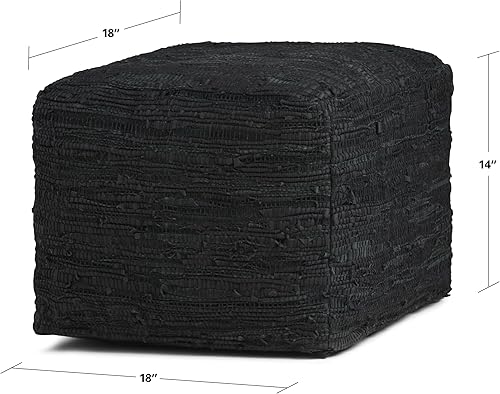 Miniatura 37 de SIMPLIHOME Grady Puf cuadrado contemporáneo en tono tierra marrón tejido a mano para la sala de estar, el dormitorio y la habitación de los niños