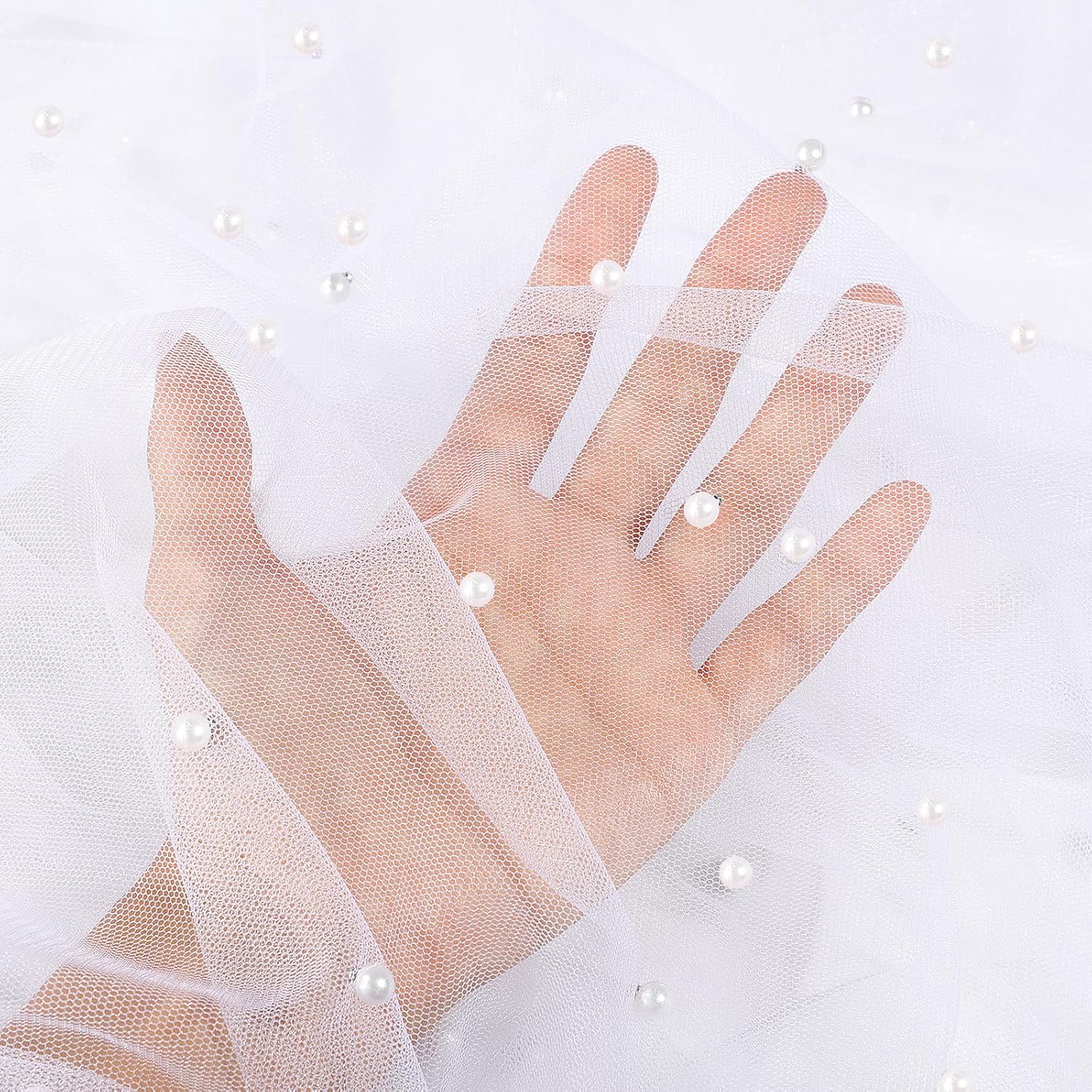 10 Yards White Pearl Tulle Fabric Lace Mesh Tulle Fabric for Bridal Shower Birthday Party Wedding Arch Veil DIY