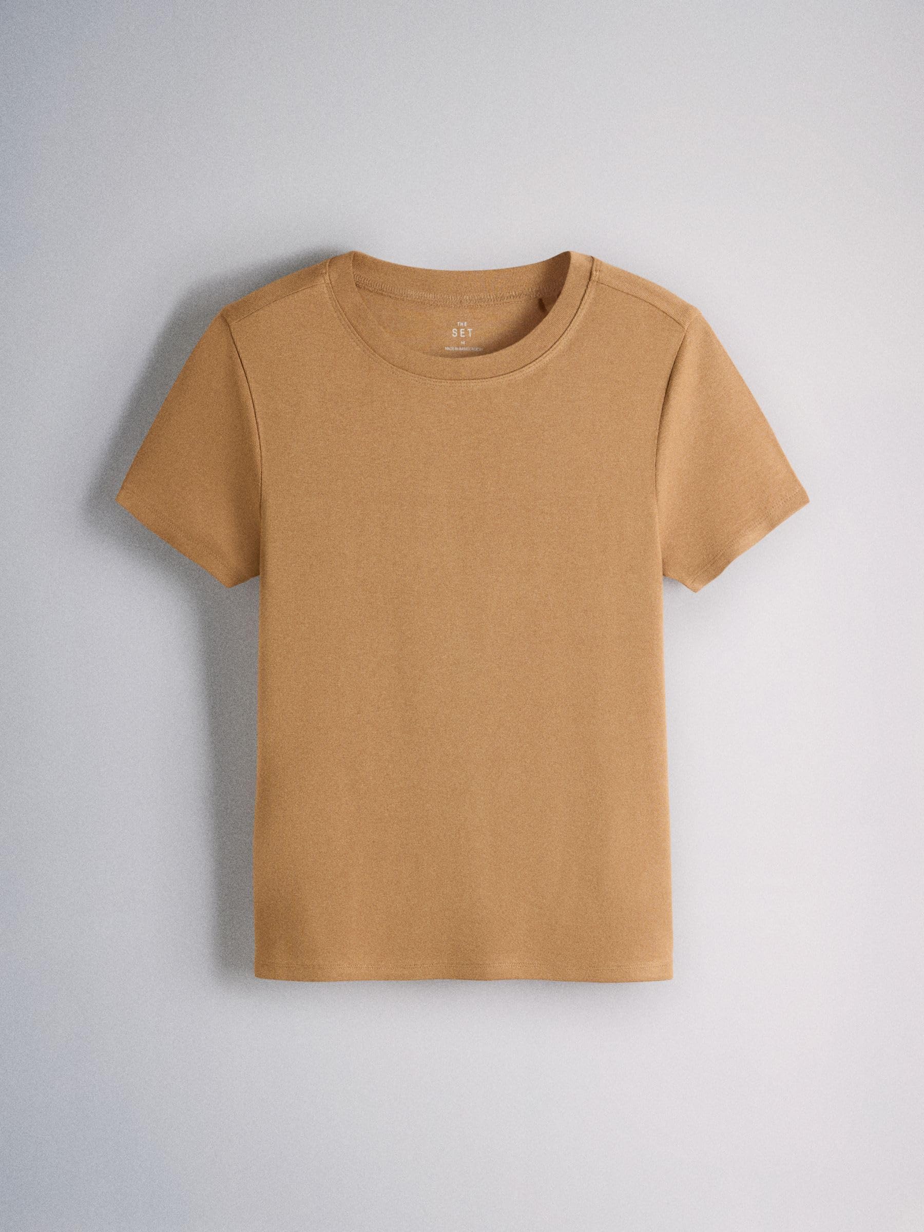 THE SET Donne Confezione da 4 T-Shirt Svasate a Coste con vestibilità Attillata