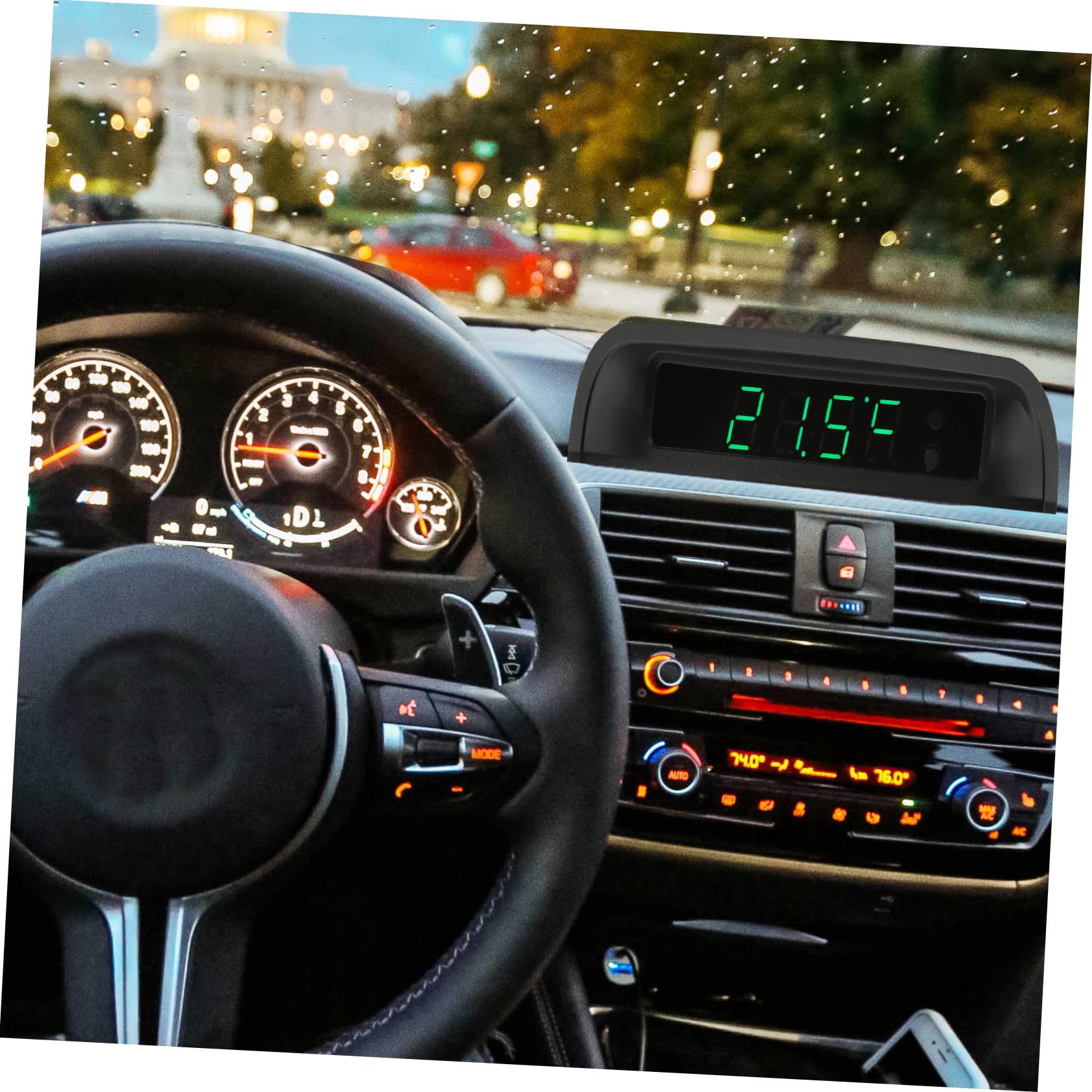 OUNONA 3 Piezas reloj electronico solar reloj del tablero del coche reloj digital de coche termómetro coche termometro para coche relojes termómetro digital reloj de alta precisión número