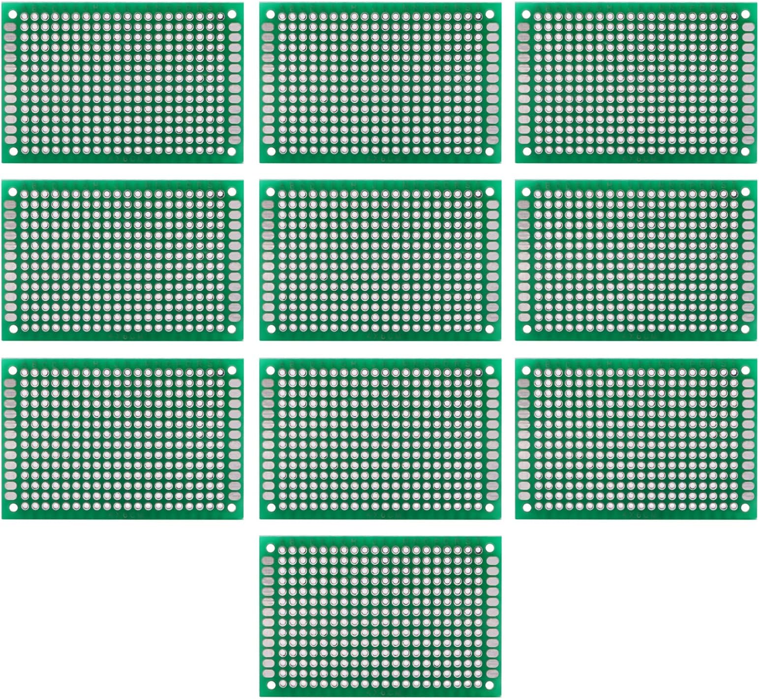 Akozon PCB Circuit Board 4 x 6 cm Double Sided Prototyping DIY Soldering Universal PCB Circuit Board Pack of 10