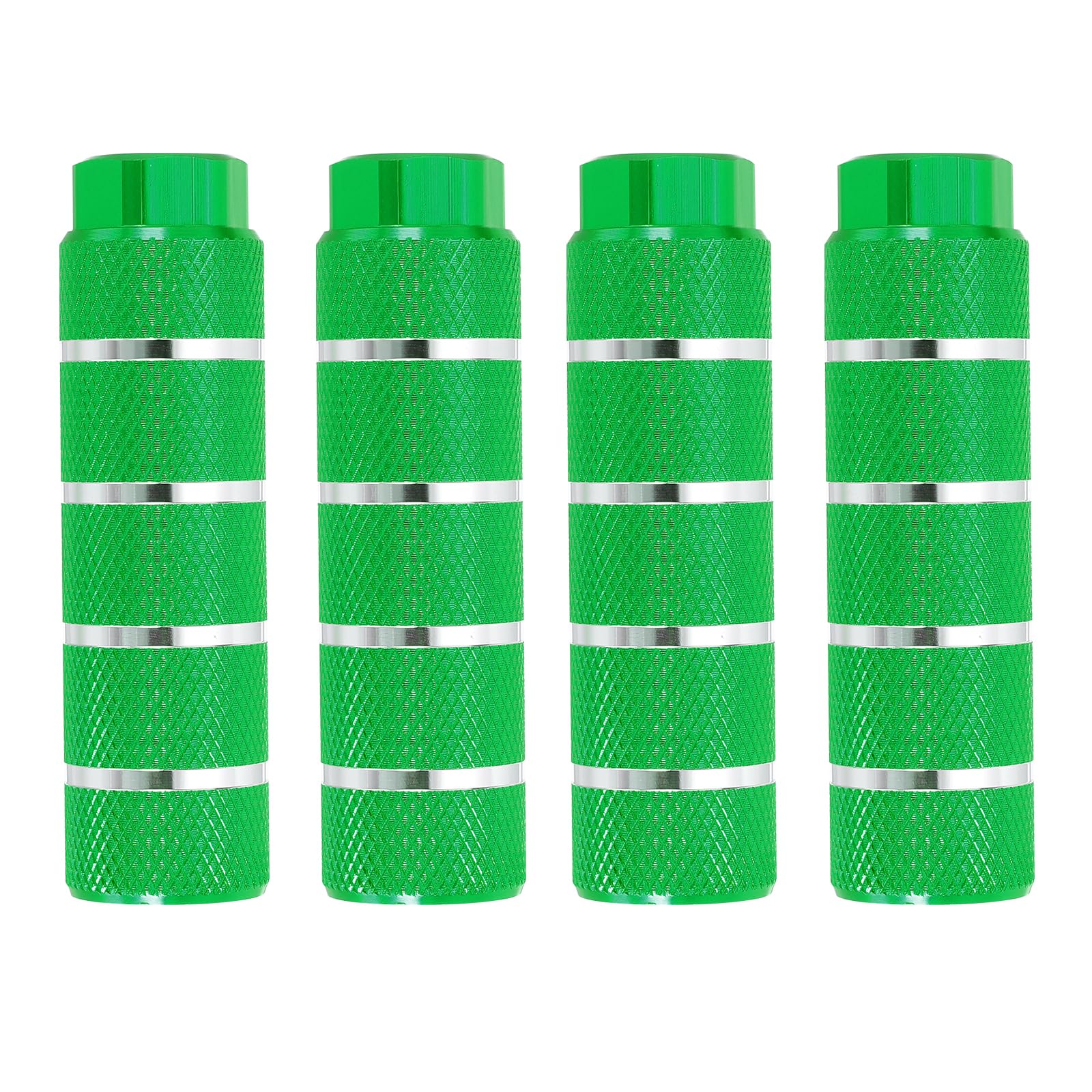 PATIKIL Aluminum Alloy Stripe Bike Pegs Fit 3/8 inch Axles, 4 Pack Anti-Skid lead Foot Bicycle Pegs Back Seat Stands for BMX Mountain Bike Cycling Rear Stunt Pegs, Green