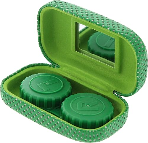 Miniatura 3 de Ron's Optical Hard Mod Verde y Blanco Lunares con Espejo Interior Lente de Contacto Estuche de Viaje