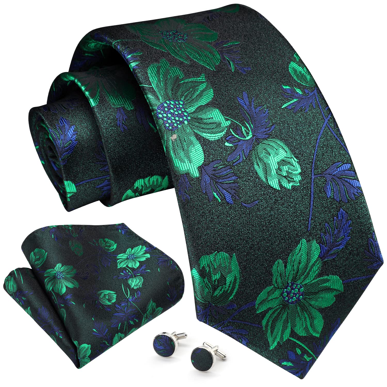 Enlision Corbata para Hombre Paisley Corbata de Gemelos Bolsillo de Pañuelo Multicolor