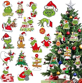 32Pcs Grinch Christmas Decorations, Christmas Tree Ornament Grinch Pendants for Hanging on Xmas Tree, Winter Holiday Party Supplies (32pcs)