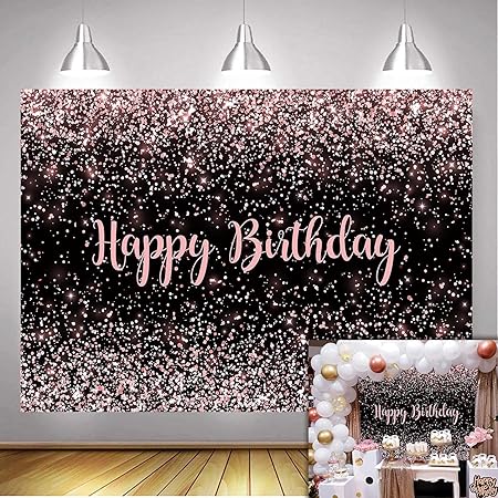 Daniu Joyeux Anniversaire Toile De Fond Rose Paillettes Paillettes Spot Bokeh Decors Ciel Etoile Brillant Filles Femme Fete Decoratif Photo Studio Accessoires Amazon Fr High Tech