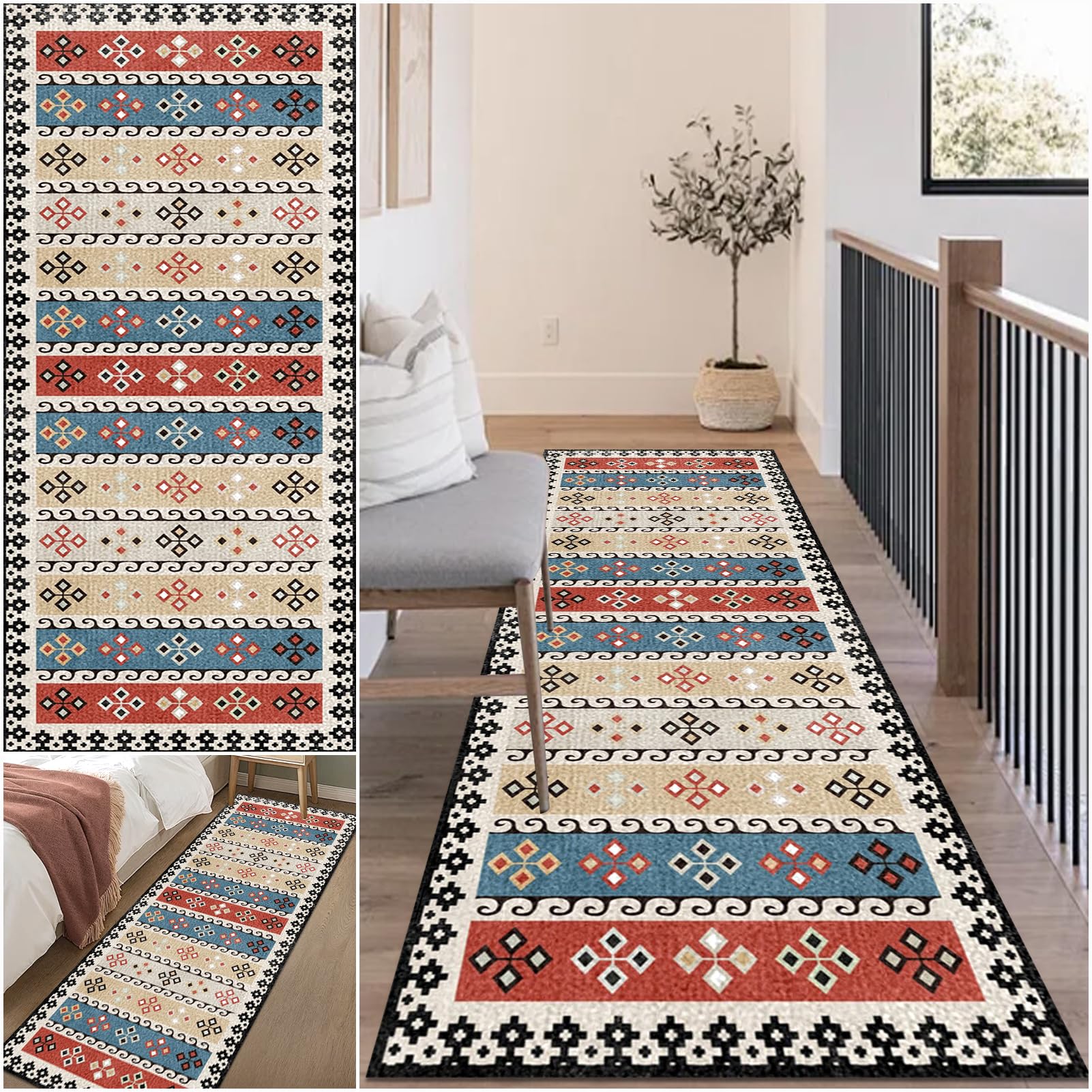 Hallway Runner Carpet Hall Runners Non Slip Extra Long Washable Kitchen Rug Runners For Hallways Entryway Low Pile Area Rugs Door Mat Indoor Carpet Runners For Hallway Bedroom Laundry 80 x 180 cm