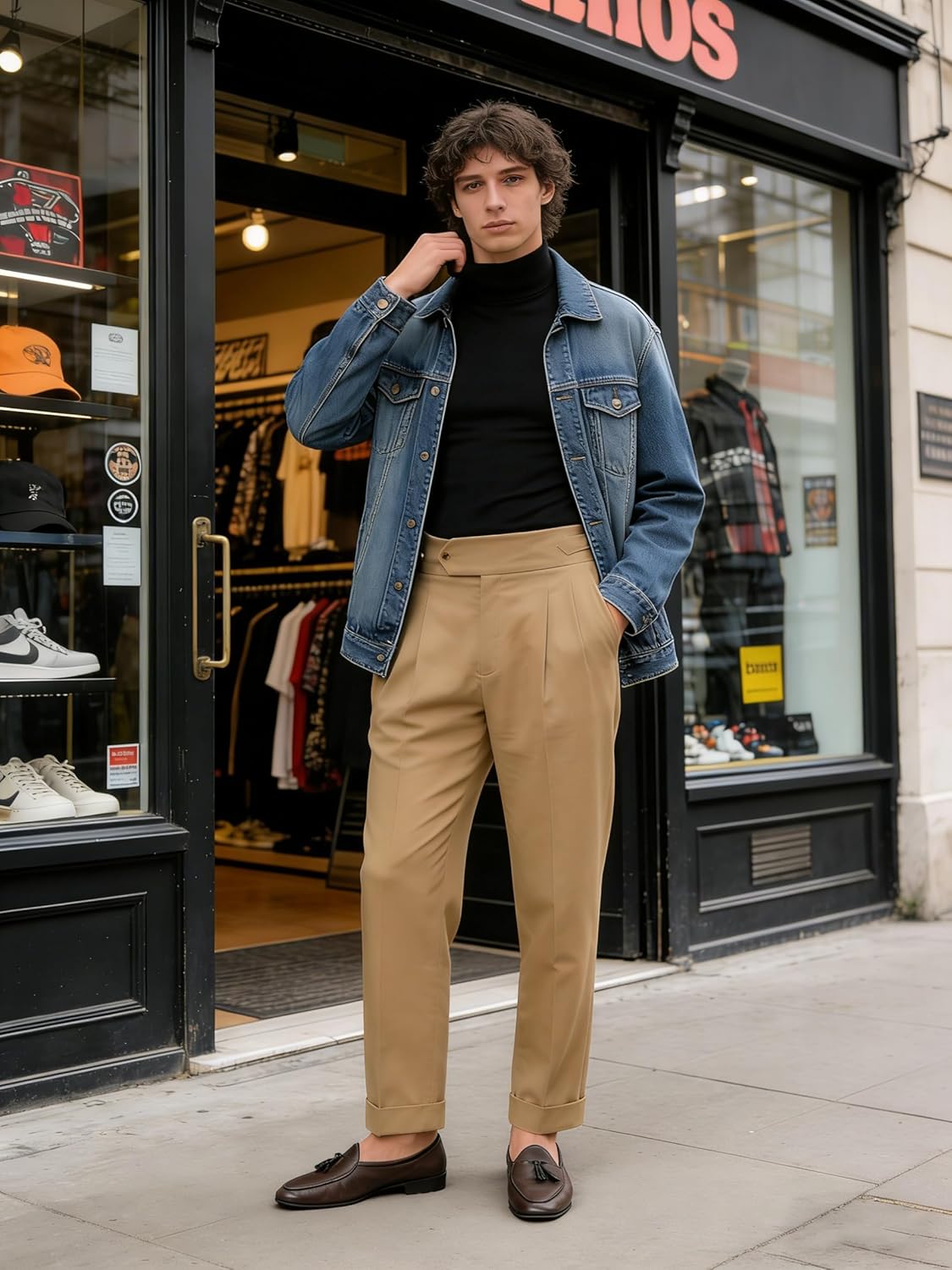 Men's Classic Gurkha Naples Cotton Pants No Belt Required Dress Pants Italian Old Money Style