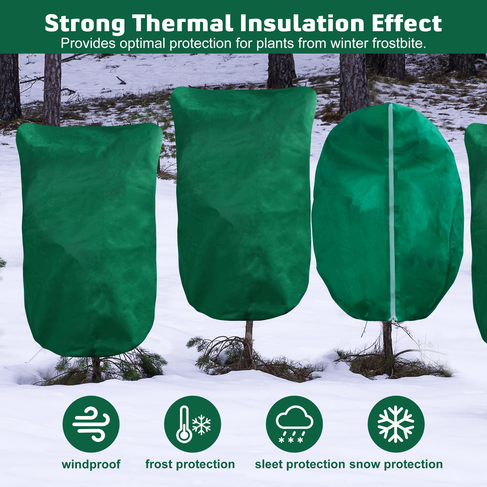 Huiguli 2 Pcs Frost Protection Plant Covers, 80x120cm Garden Fleece Plant Protection Bag with Drawstring - Image 2