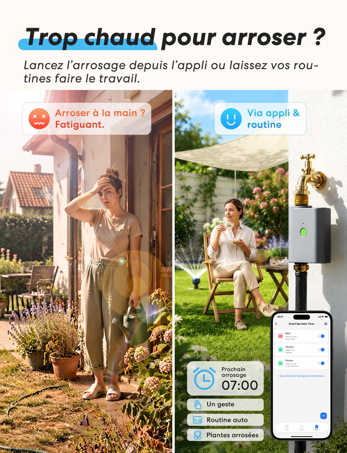 meross Programmateur Arrosage WiFi avec Smart Hub, Arrosage Automatique pour Jardin, App & Commande Vocale, Pause Pluie, Suivi Conso d’Eau, Raccords en Laiton, IP65, Alexa, Google et Apple Home, Gris
