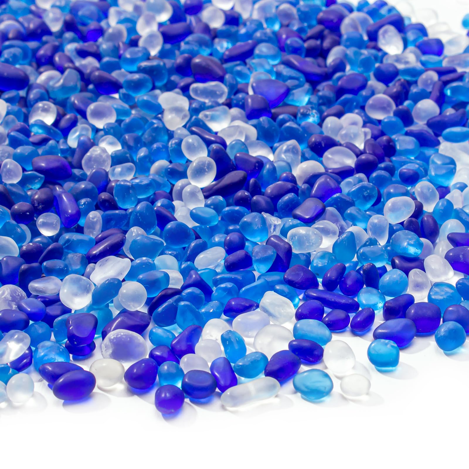Keedolla Sea Glass Pebbles, 1.9KG/4.2LB Frosted Glass Stones Decorative Gemstones for Home Decor, Vase Fillers, DIY Art Crafts, Aquarium Rocks, Fish Tank Gravel - Blue Mixed
