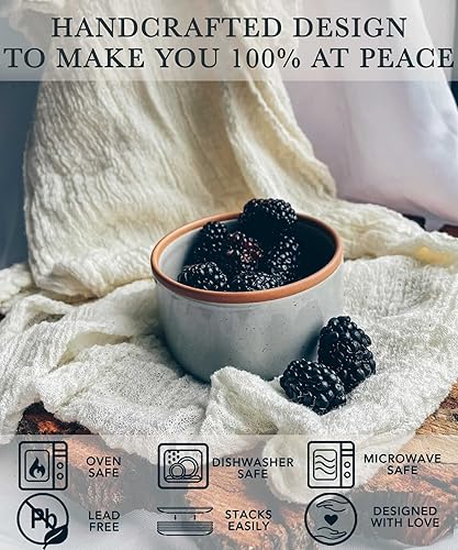 Miniatura 11 de Mora - Juego de 6 moldes de cerámica, 6 onzas, platos pequeños para horno, aptos para horno, para pudín personal, crema brulee, souffle, salsa