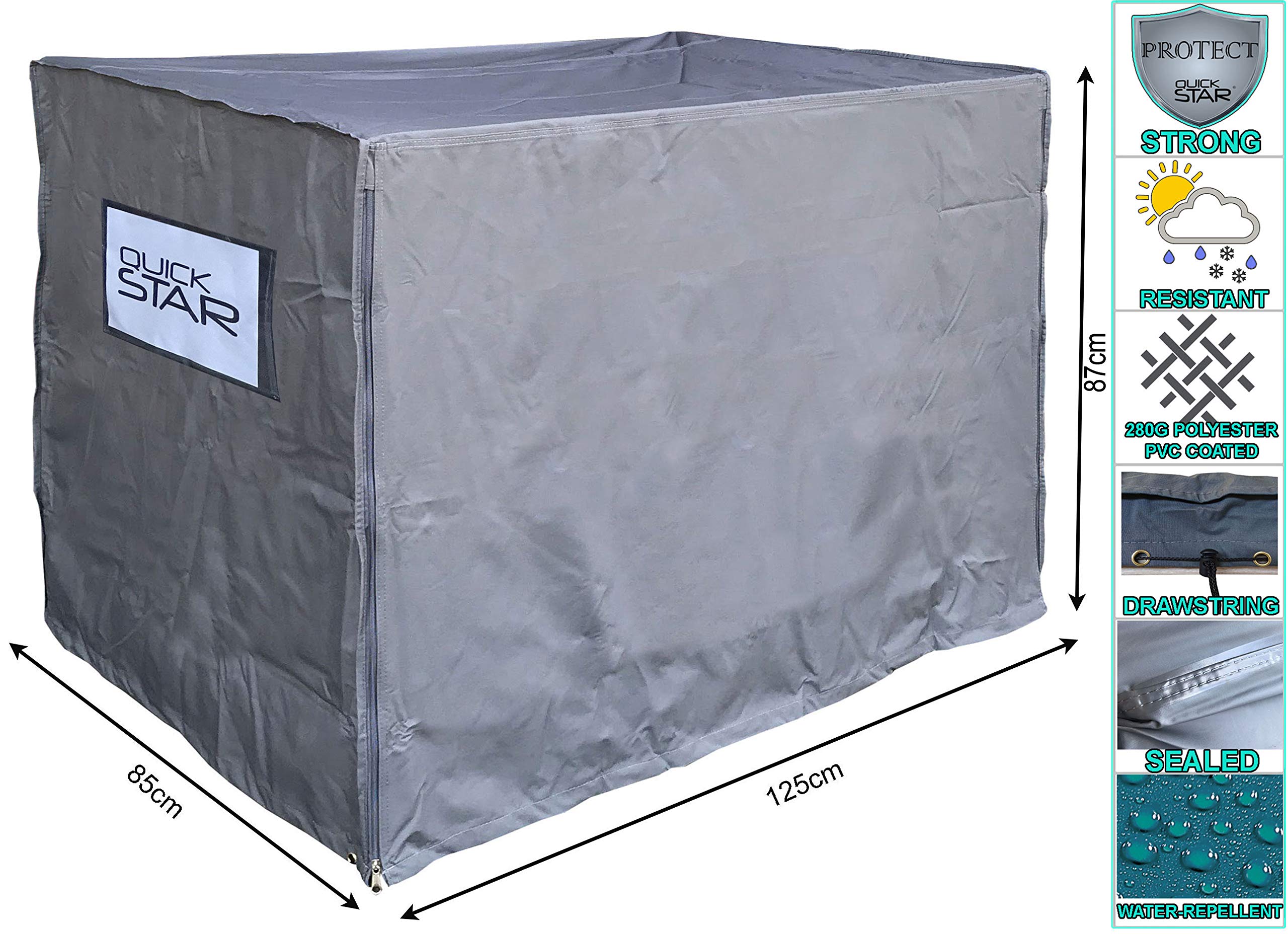 QUICK STAR Housse de protection pour boîte à barreaux - 125 x 85 x 87 cm - Gris