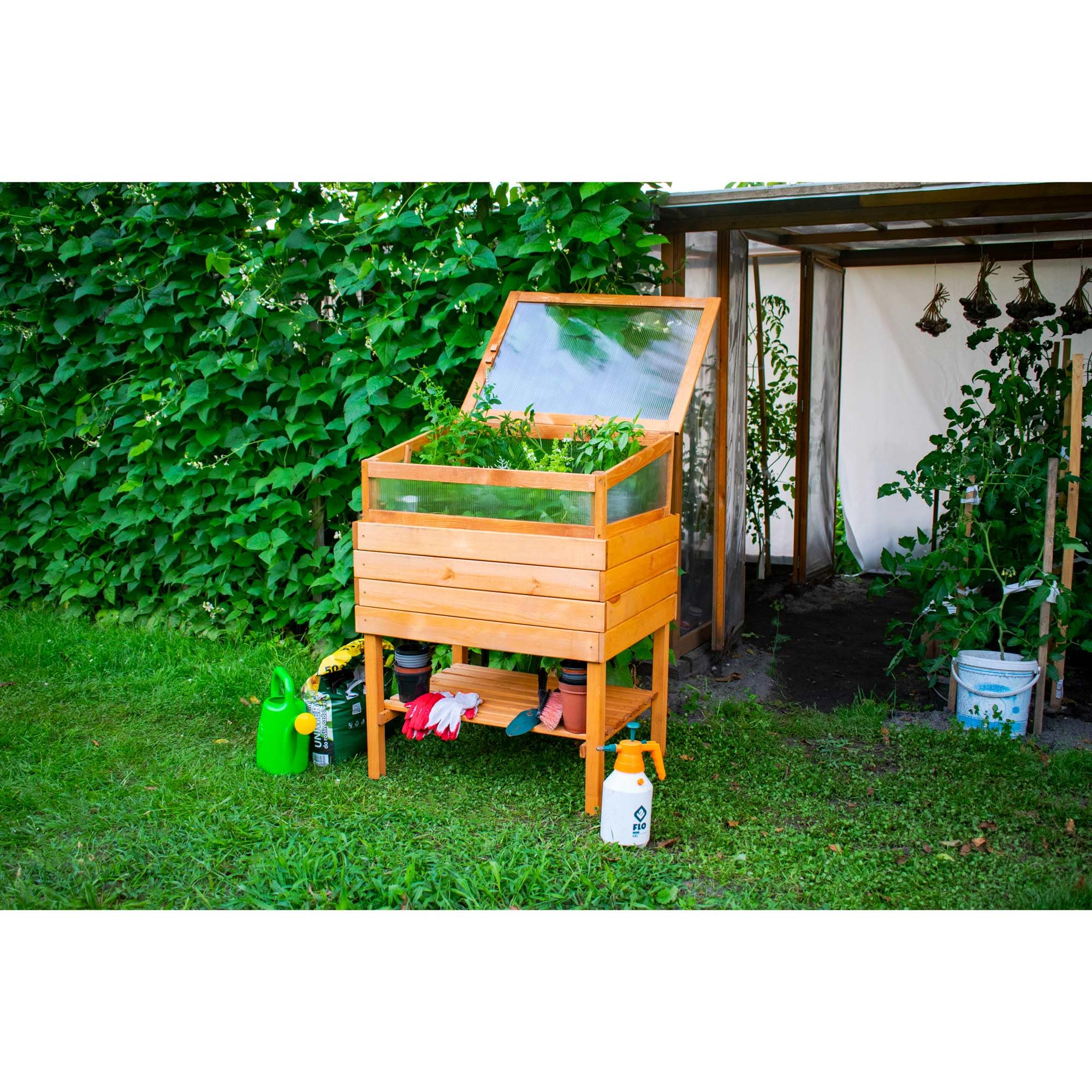 dobar® Drewniana nakładka do inspektu sześcienna 2.0 - skrzynka na inspekty do ogrodu - 76 x 56 x 20 cm - brązowa