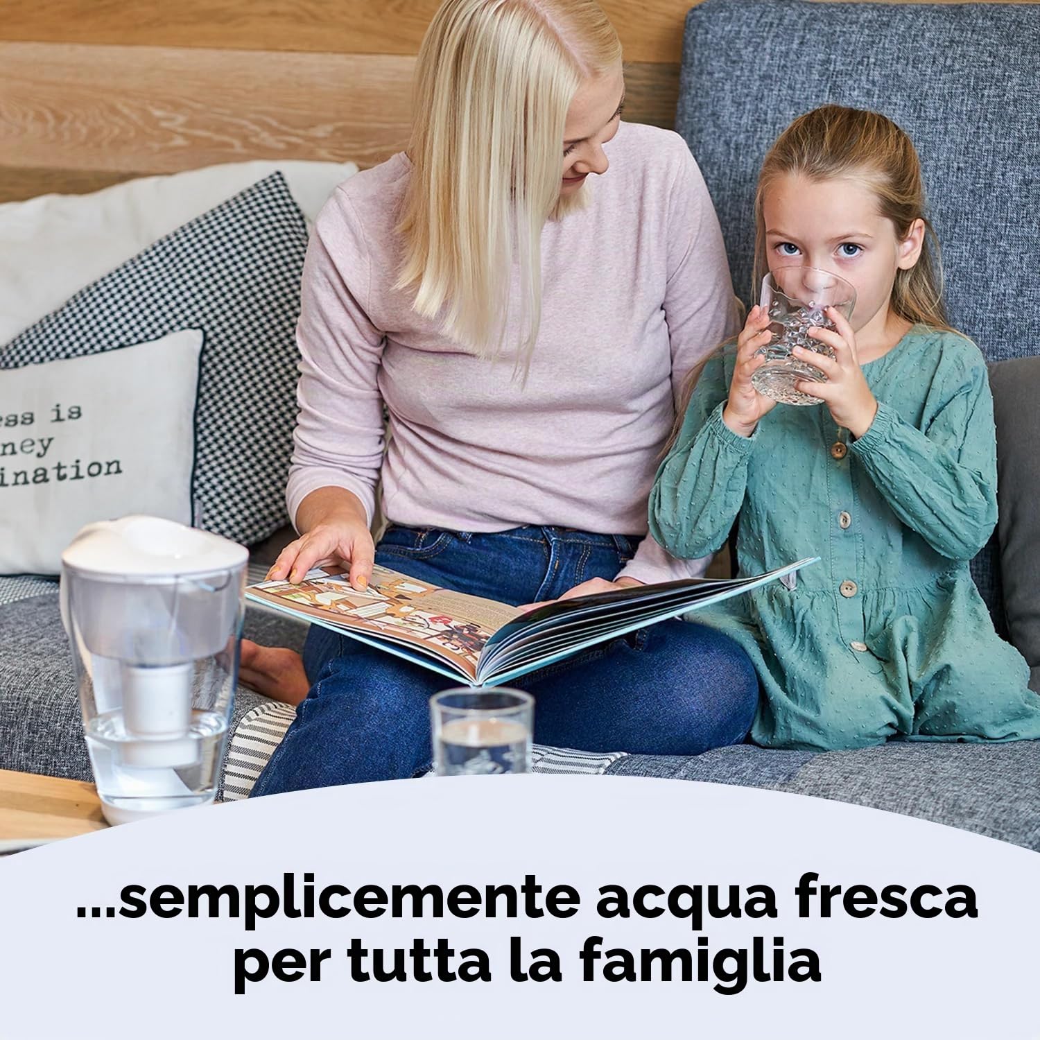 Filtro acqua in vetro PearlCo (antracite) con 3 cartucce filtranti Classic – riduzione di calcare, cloro, piombo e rame con caraffa in vetro – compatibile con Brita Classic – Made in EU