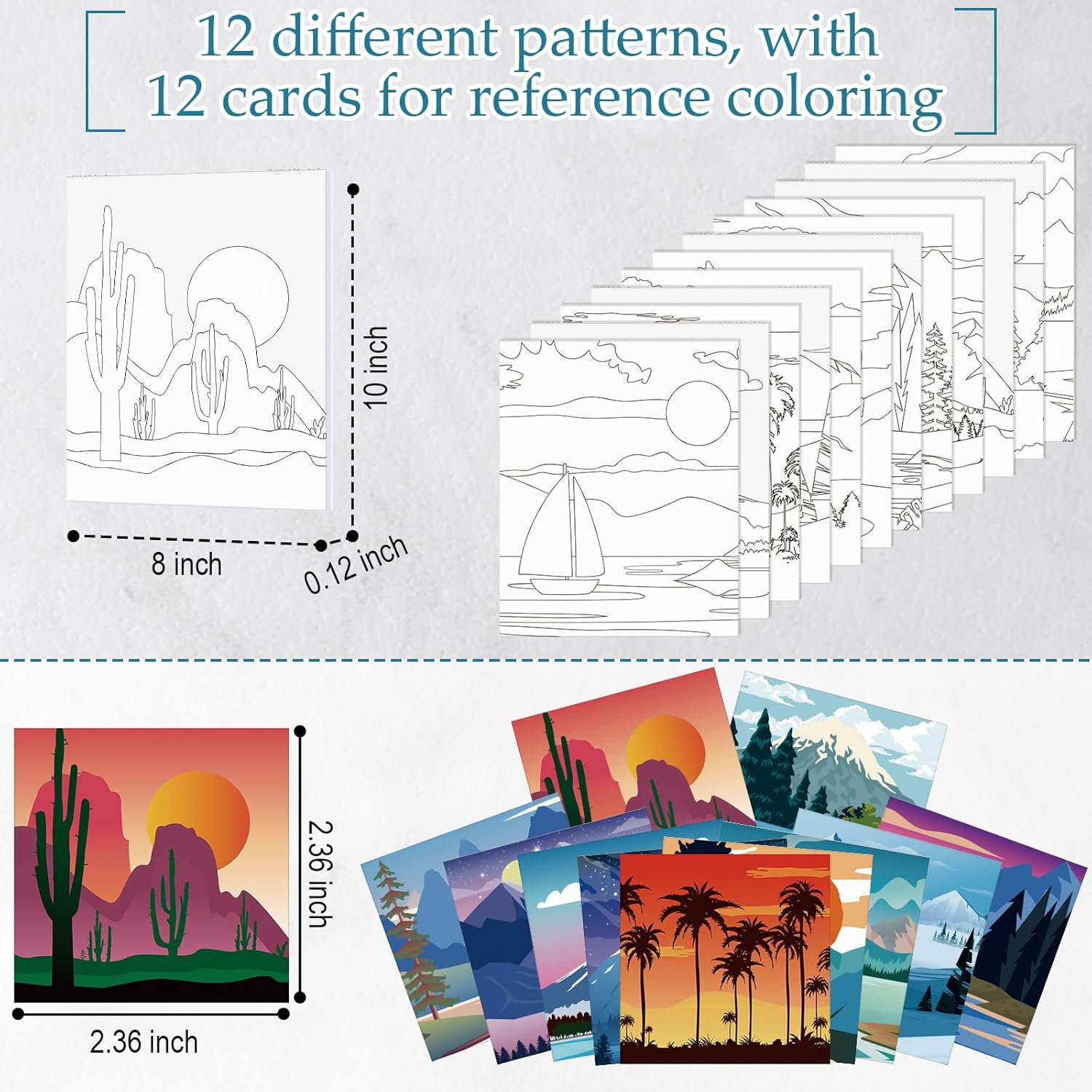 Ctosree 12 Sets Pre Drawn Canvas Kit for Painting Adults Sip and Paint Kit Art Pre Printed Canvas Bulk for Easter Mother's Day Gifts Adult's Date Night(Landscape,8 x 10 in)