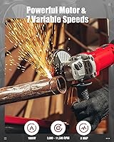 Vista 2 de AVID POWER Amoladora Angular de 4-1/2 Pulgadas 8.0 Amperios 1000W Herramienta Amoladora Eléctrica de 7 Velocidades Variables Amoladora de Metal