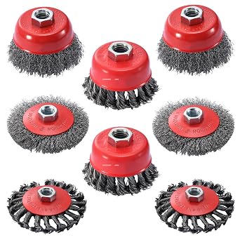 8 Pack Wire Wheel for Angle Grinder, 4-1/2" Heavy Duty Carbon Steel Knotted Wire Brush, 5/8"-11 Arbor, Rapid Rust Removal & Polishing, Angle Grinder Wheel Brush Combo Set
